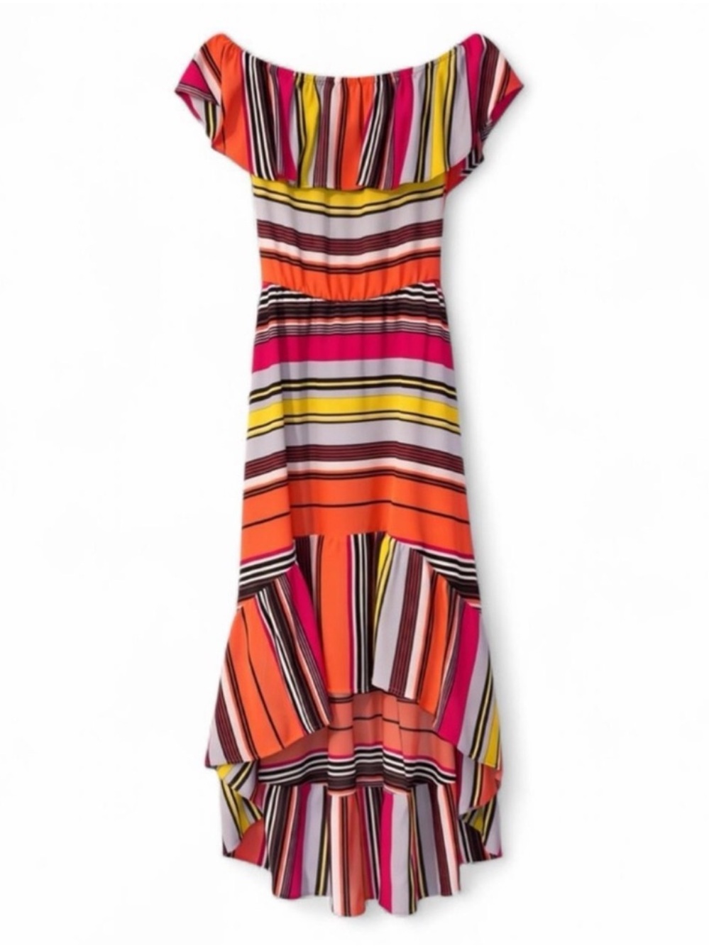 Charles Henry Off Shoulder Stripe Maxi Dress XS - Picture 3 of 12